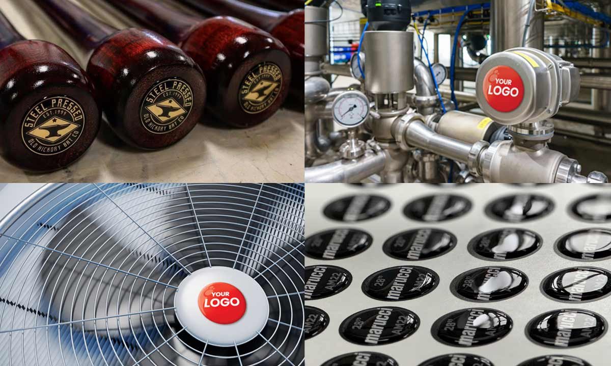 Collage of image with sample logo emblems