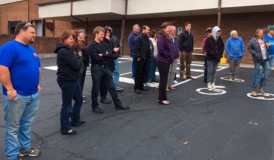 group of Auld employees learning about fire safety