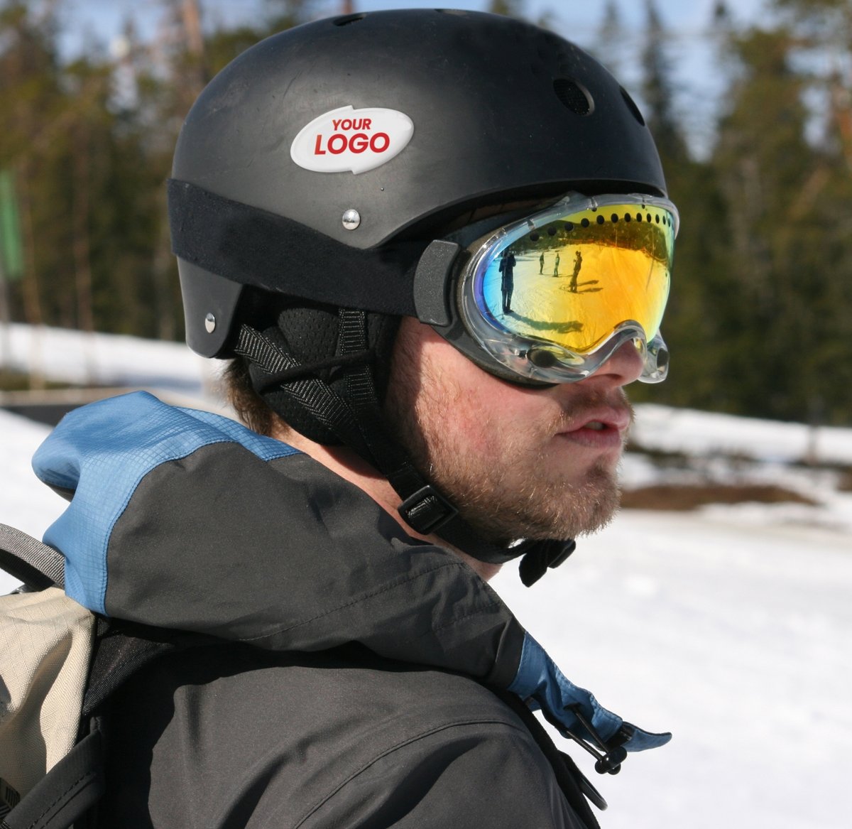 male skier wearing protective gear